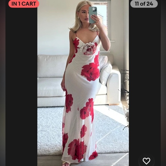 ZARA FLORAL POLKA DOT DRESS MEDIUM - Picture 13 of 16